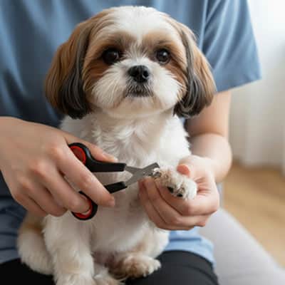  Coupe griffe chien AndSecurity noir assis blanc brun chien
