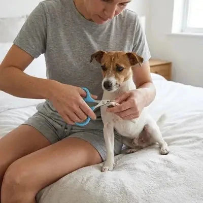 Coupe griffe chien ProfessionalSafe bleu ciel femme avant chien
