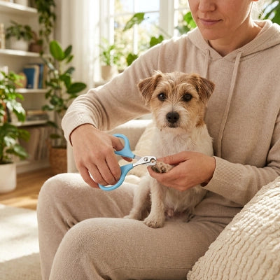 Coupe griffe chien ProfessionalSafe bleu ciel femme patte chien