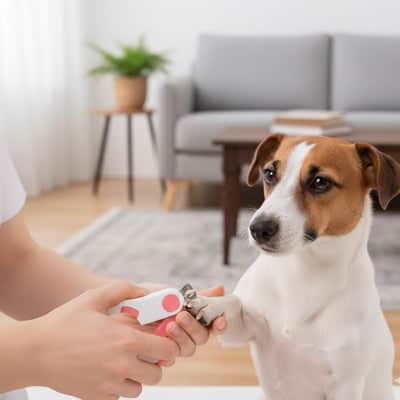 Coupe griffe chien Safeguarded rose assis chien