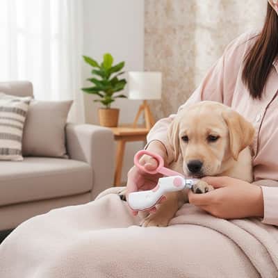 Coupe griffe chien Safeguarded rose brun coucher chien