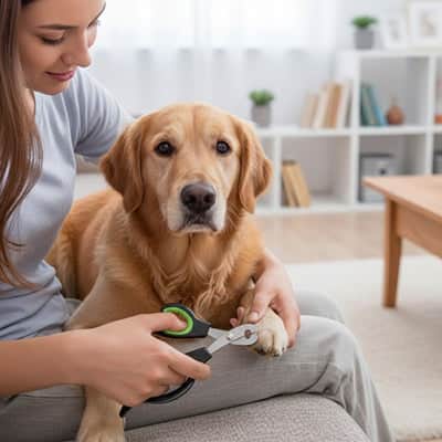 Coupe griffe chien TheExperienced noir coucher brun salon chien