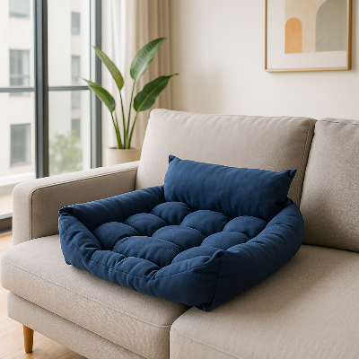 Coussin chien CaninesPillows bleu sofa chien