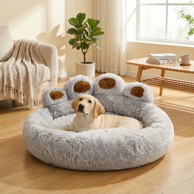 Coussin pour chien CushionDog gris regarde blanc chien