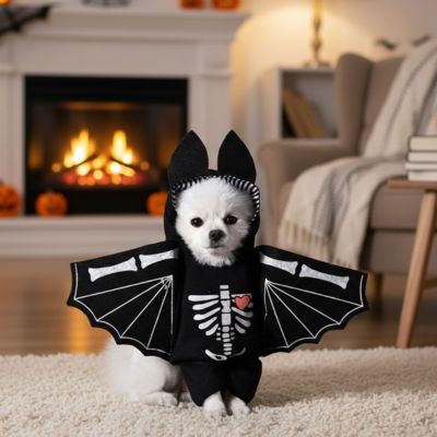 Déguisement chien Halloween DogCostumes chauve-souris salon blanc chien