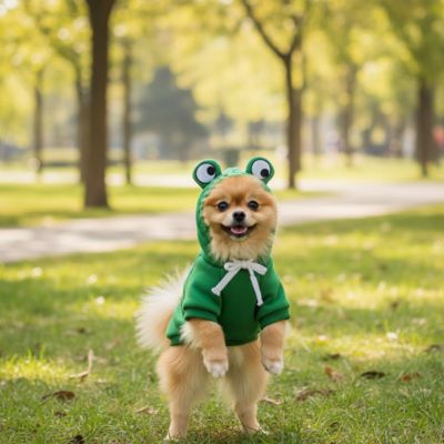 Déguisement chien Halloween Unique vert, sauter chien