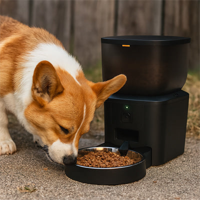 Distributeur automatique croquettes PeDer noir brun chien