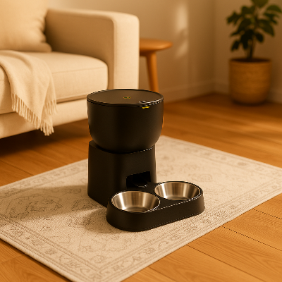 Distributeur automatique croquettes PeDer noir deux chien