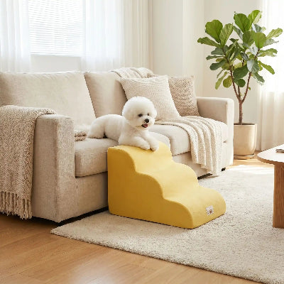 Escalier chien SecureAccess jaune blanc coucher chien
