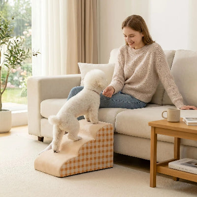 Escalier pour chien ComfortSafety rose, monte blanc chien