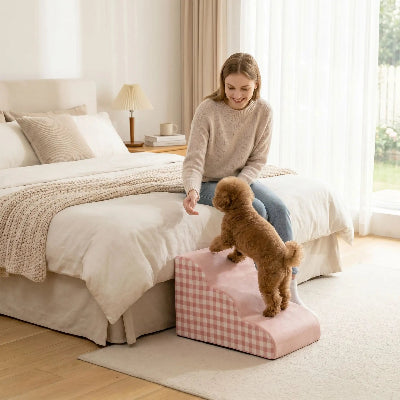 Escalier pour chien ComfortSafety rose, monte brun chien