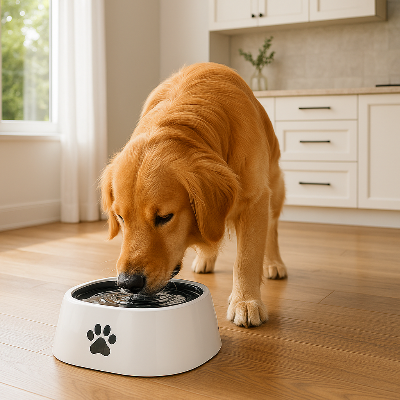 Gamelle anti éclaboussure ProofBowl boire debout brun chien