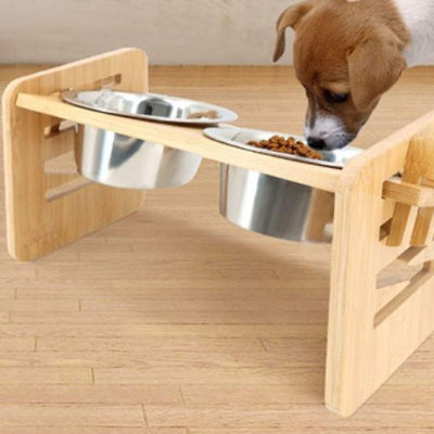 Gamelle chien DogFeedingBowl mange brun blanc chien