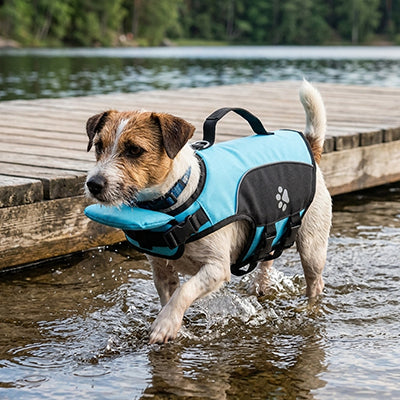 Gilet de sauvetage chien BestBuoyancy bleu marche chien