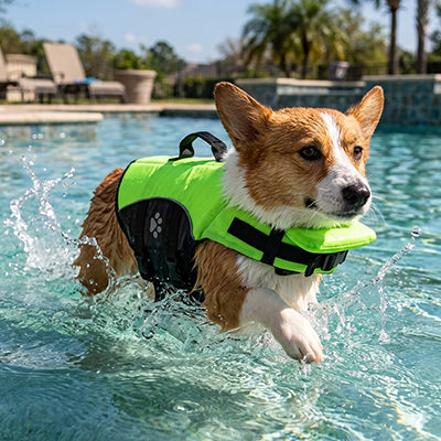 Gilet de sauvetage chien BestBuoyancy vert marche chien