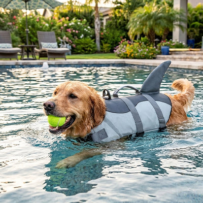 Gilet de sauvetage chien OptimalBuoyancy gris eau brun chien
