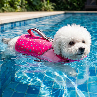 Gilet de sauvetage chien SuperiorBuoyancy rose nage piscine chien