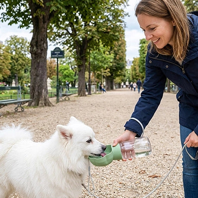 Gourde chien PortableResistant vert blanc chien