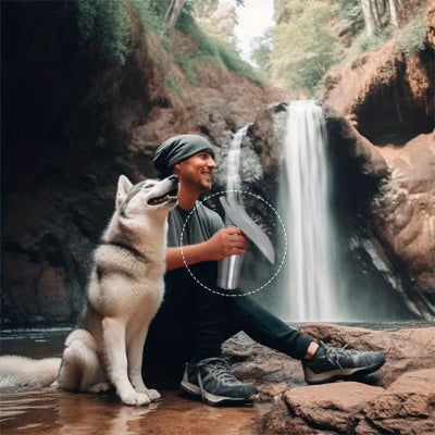 Gourde pour chien DogBottle, regarde, nature gris chien