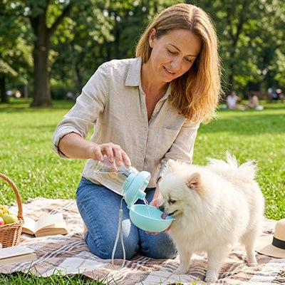 Gourde pour chien LeakProofBottle bleu boire debout chien