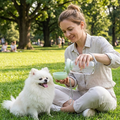 Gourde pour chien LeakProofPortable vert femme chien