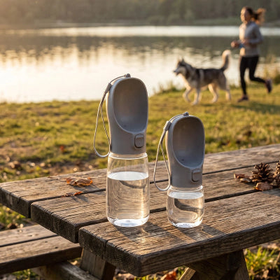 Gourde pour chien PortableLeak gris deux grandeurs chien