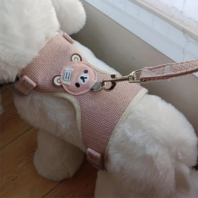 Harnais chien CaniWalkingHarness debout rose blanc chien