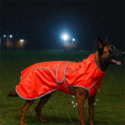 Imperméable pour chien PremPro rouge, debout brun chien