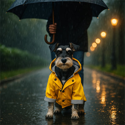 Imperméable pour chien ToutTempsMD jaune assis noir chien