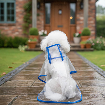 Imperméable pour chien UltraResis bleu assis, blanc chien