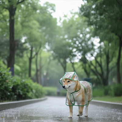Imperméable pour chien UltraResis vert, debout blanc chien