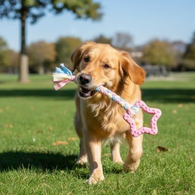 Jouet chien AntiEnnuiDurable rose debout brun chien