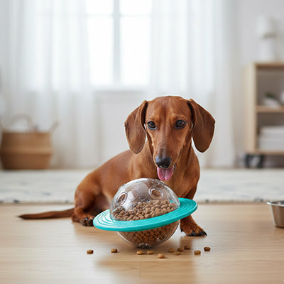 Jouet chien InteracDura bleu assis brun chien