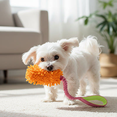 Jouet chien ResistantIntelligent orange blanc debout chien