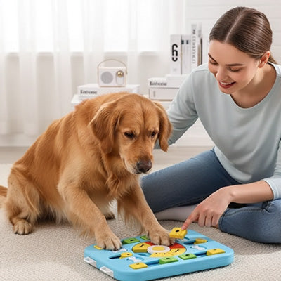 Jouet chien RobusteDivertis bleu, brun assis chien