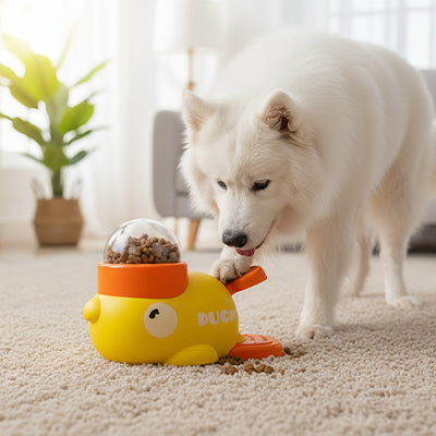 Jouet chien RobustimPro jaune regardé chien