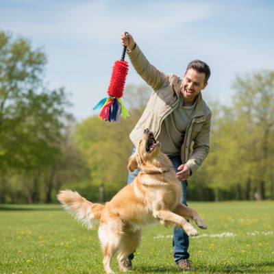 Jouet chien RuggedInteractive rouge saute chien