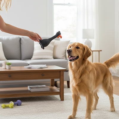 Jouet pour chien ResistActive noir poulet debout chien