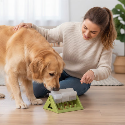 Jouet pour chien RobustInteractive vert brun debout chien