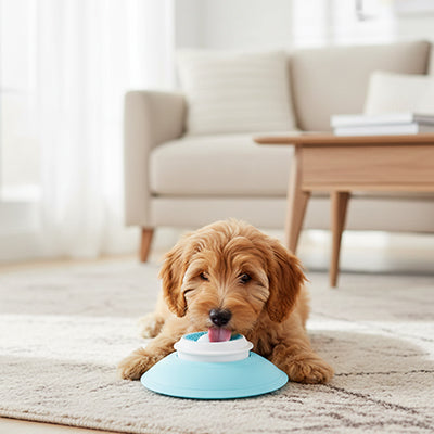 Jouet pour chien SuperDurable bleu blanc brun allongé chien