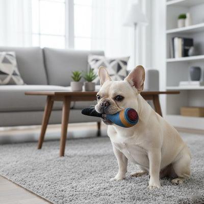 Jouet pour chien UltraResista bleu assis blanc chien