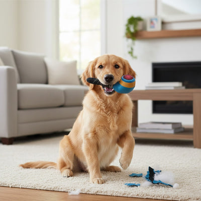 Jouet pour chien UltraResista bleu assis brun chien