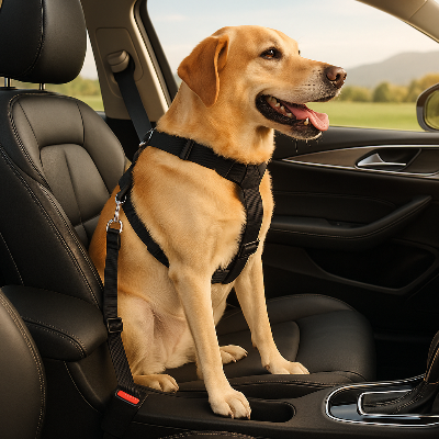 Laisse chien DogsHarnessLeas noir assis chien