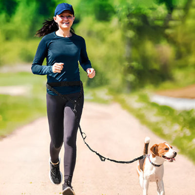 Laisse pour chien MiloCanine cour avec son maitre, avec laisse, noir, chien