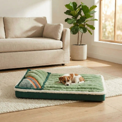 Lit chien ComfortCaninOrthopedic vert brun blanc chien