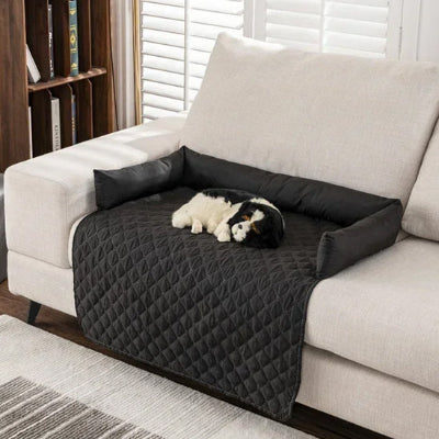 Lit pour chien LiterForTheDog allongé noir blanc chien