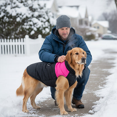 Manteau chien ImperStyleWarm rose noir debout chien
