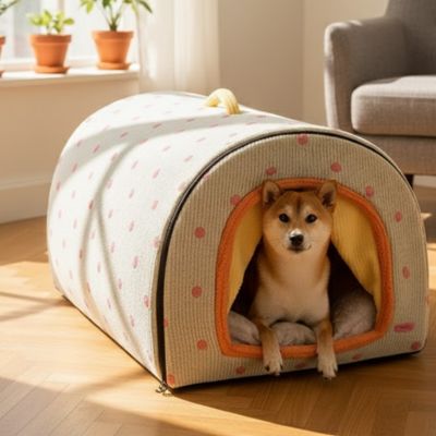 Niche chien ComfortableAndStylish jaune orange assis brun chien