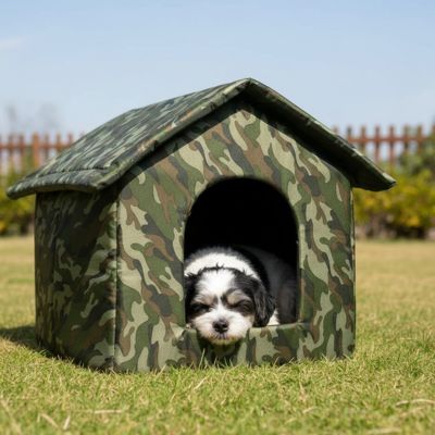 Niche pour chien InsulatedWeather camouflage blanc noir couche chien