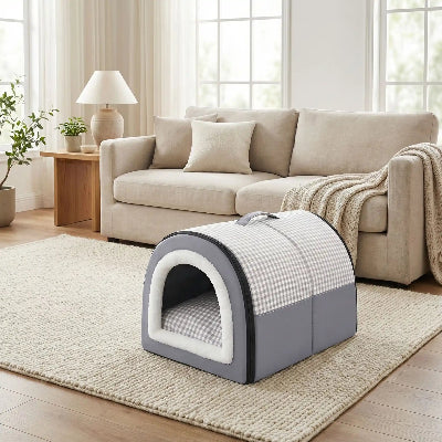 Niche pour chien intérieur Binou gris clair chien